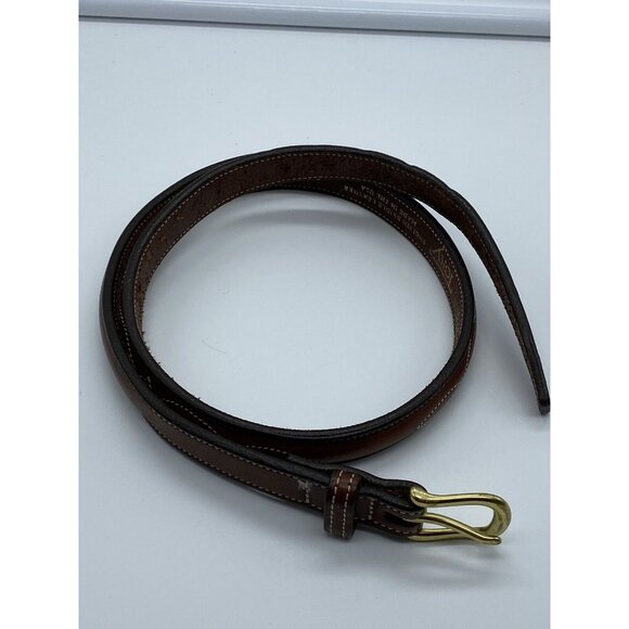 Tory Brown Genuine Leather Belt Women's Size 28 Skinny 3/4 wide 2375 USA Made - Picture 1 of 8